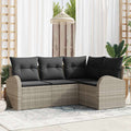Set Divano da Giardino 4 pz Grigio chiaro polyrattan