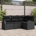 Set Divano da Giardino 4 pz Nero polyrattan