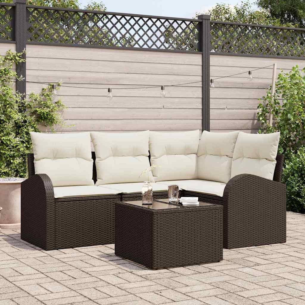 Set Divano da Giardino Marrone polyrattan