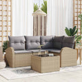 Set Divano da Giardino Beige polyrattan