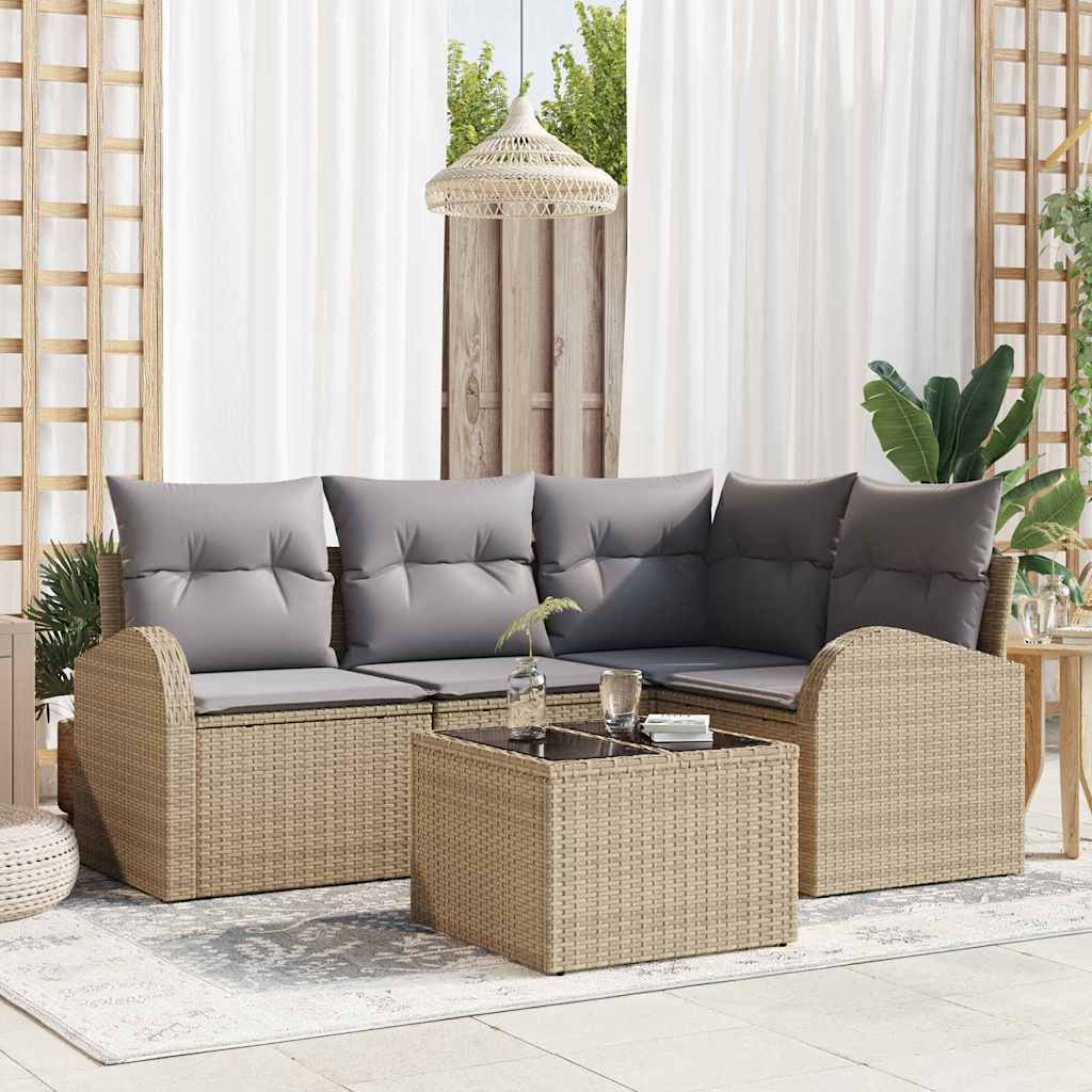 Set Divano da Giardino Beige polyrattan