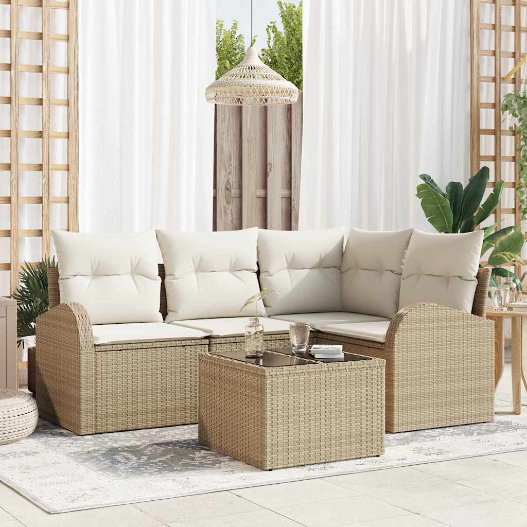 Set Divano da Giardino Beige polyrattan