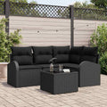 Set Divano da Giardino 5 pz Nero polyrattan
