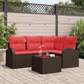 Set Divano da Giardino 5 pz Marrone polyrattan