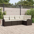 Set di divani 5 pz Marrone Poliestere