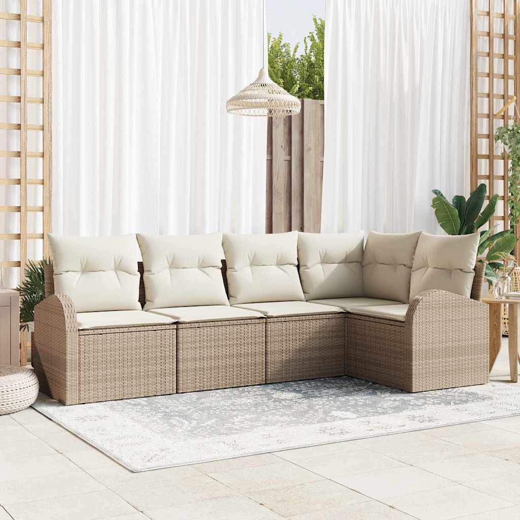 Set di divani 5 pz Beige Poliestere