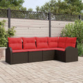 Set Divano da Giardino 5 pz Marrone polyrattan