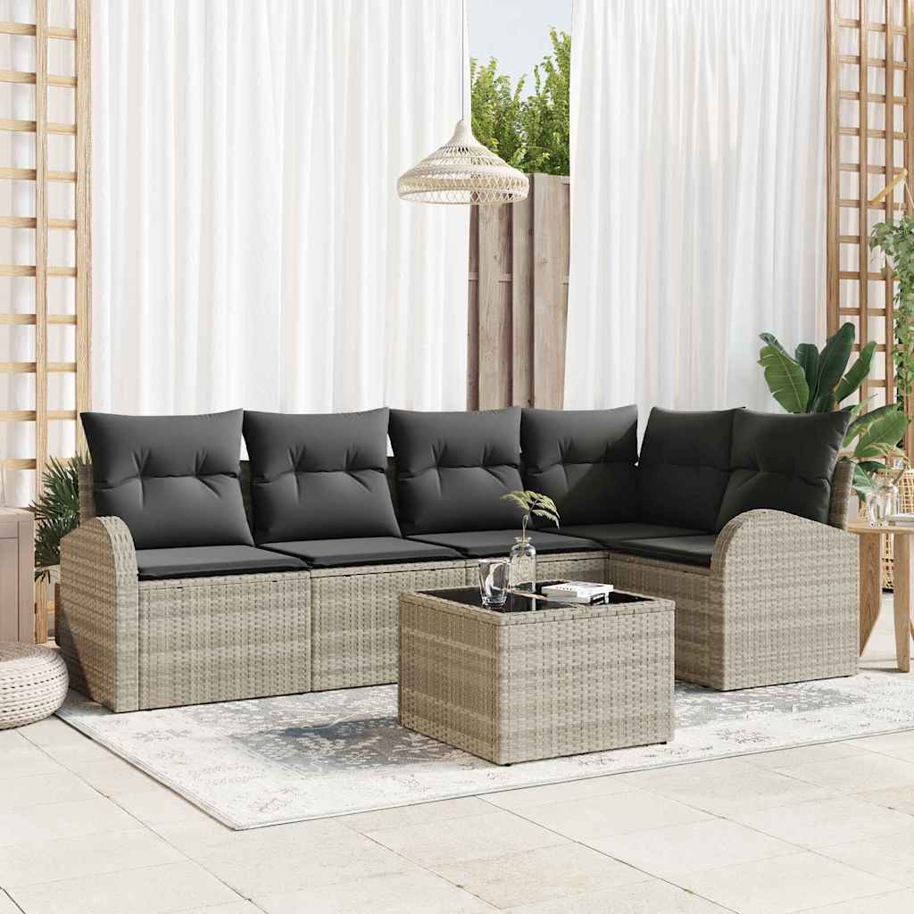 Set di divani 6 pz Grigio chiaro Poliestere
