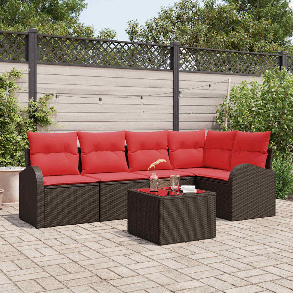 Set Divano da Giardino Marrone polyrattan