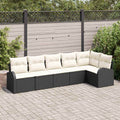 Set Divano da Giardino 6 pz Nero polyrattan