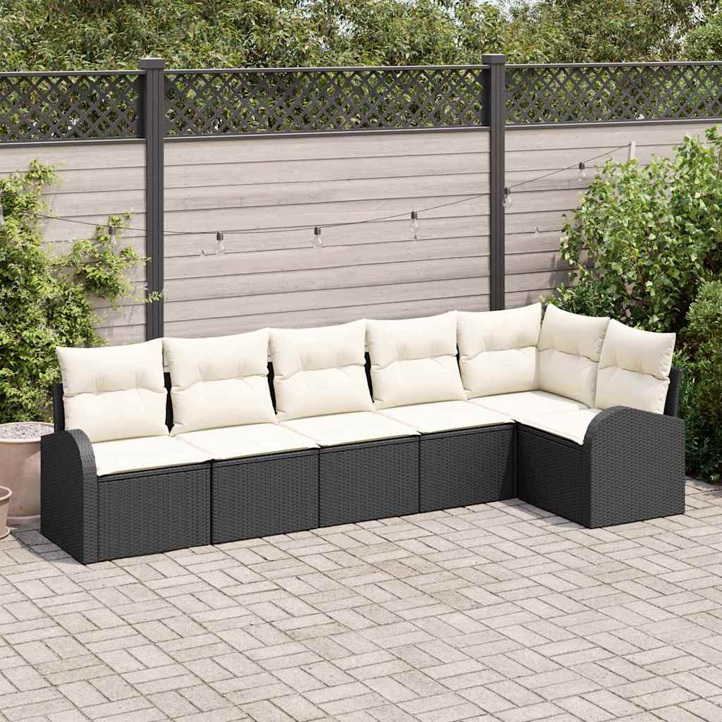Set Divano da Giardino 6 pz Nero polyrattan
