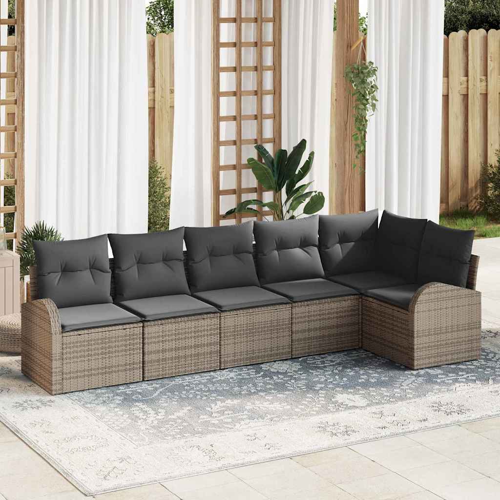 Set Divano da Giardino Grigio polyrattan