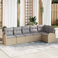 Set Divano da Giardino con cuscino 6 pcs Beige Poly Rattan