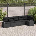 Set Divano da Giardino con cuscino 6 pcs Nero Poly Rattan
