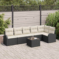 Set Divano da Giardino 7 pz Nero polyrattan