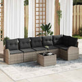 Set Divano da Giardino con cuscino 7 pcs Grigio Poly Rattan