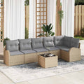 Set Divano da Giardino 7 pz Beige polyrattan