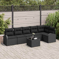 Set Divano da Giardino con cuscino 7 pcs Nero Poly Rattan