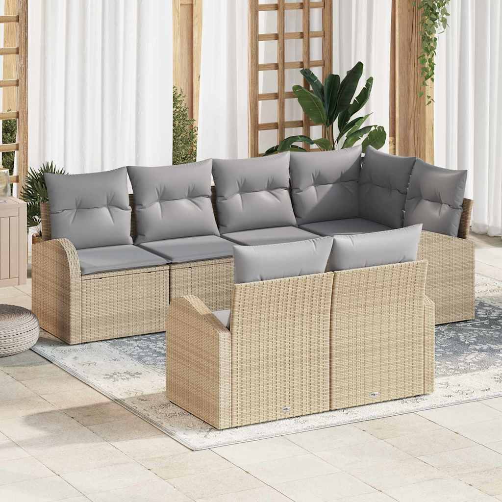 Set Divano da Giardino Beige polyrattan