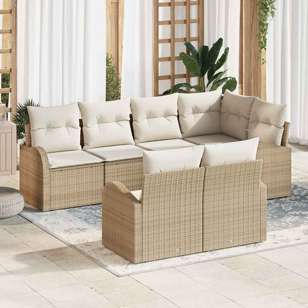 Set Divano da Giardino Beige polyrattan
