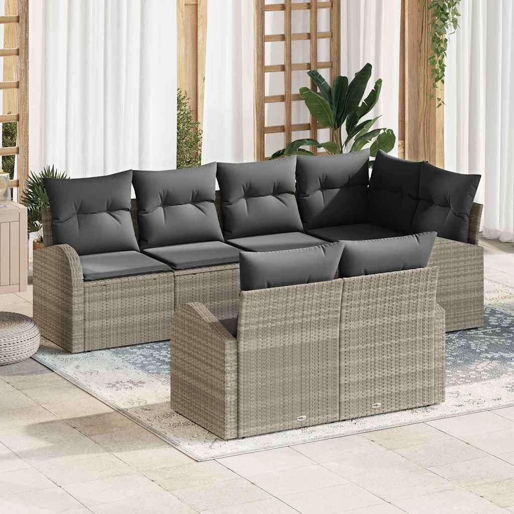 Set Divano da Giardino Grigio chiaro polyrattan