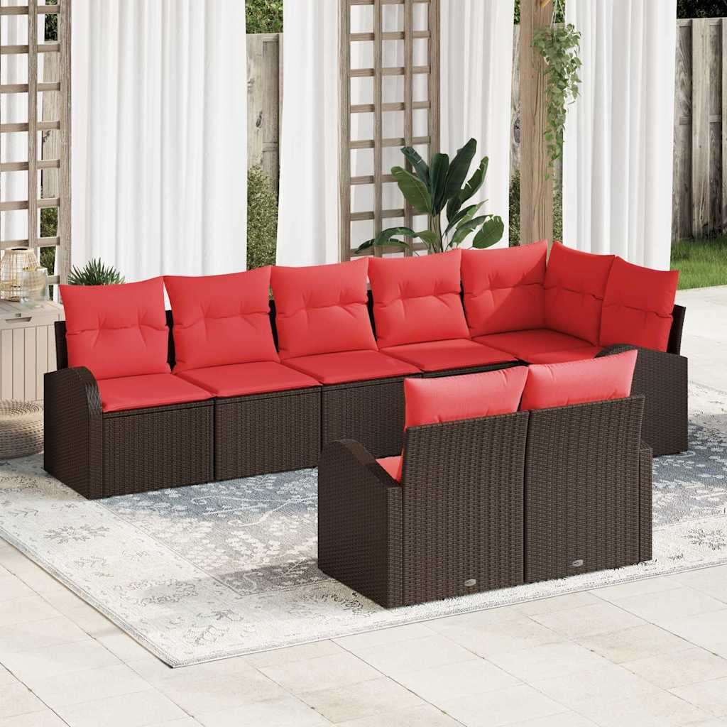 Set Divano da Giardino Marrone polyrattan