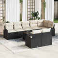 Set Divano da Giardino Nero e Crema 55 x 55 x 37 cm polyrattan
