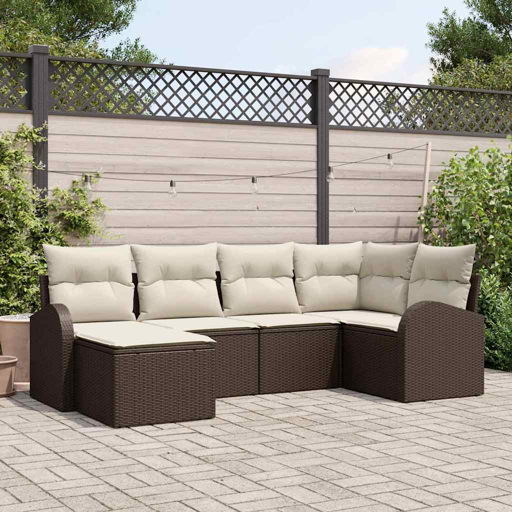 Set Divano da Giardino Marrone polyrattan