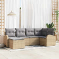 Set Divano da Giardino 6 pz Beige polyrattan