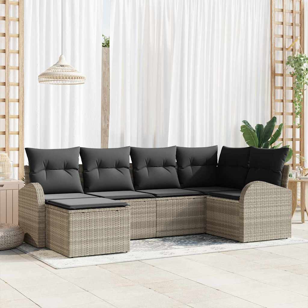 Set Divano da Giardino Grigio chiaro polyrattan