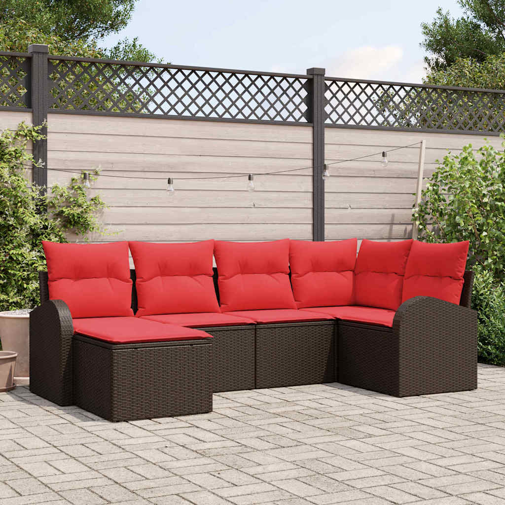 Set Divano da Giardino 6 pz Marrone