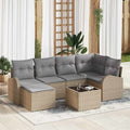 Set Divano da Giardino 7 pz Beige polyrattan