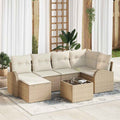 Set Divano da Giardino 7 pz Beige polyrattan