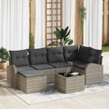 Set Divano da Giardino 7 pz Grigio chiaro polyrattan