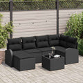 Set Divano da Giardino 7 pz Nero polyrattan