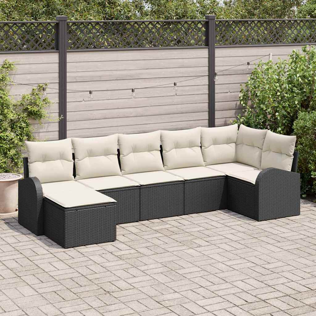 Set Divano da Giardino 7 pz Nero
