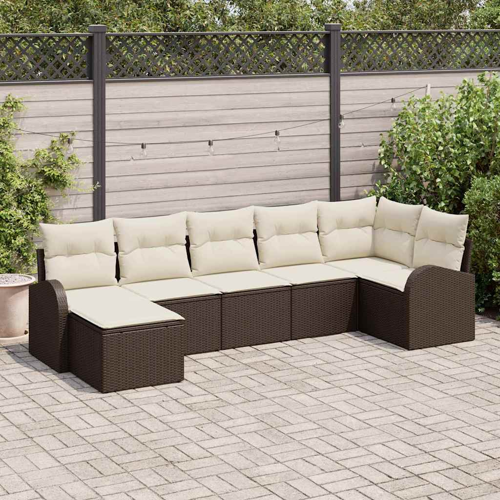 Set Divano da Giardino 7 pz Marrone
