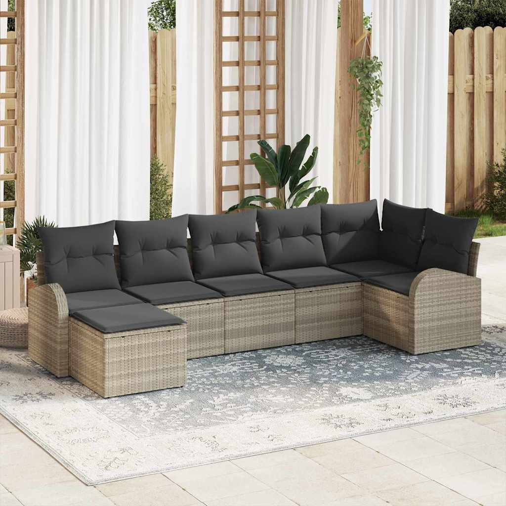 Set Divano da Giardino 7 pz Grigio chiaro