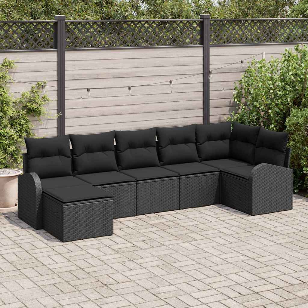 Set Divano da Giardino 7 pz Nero
