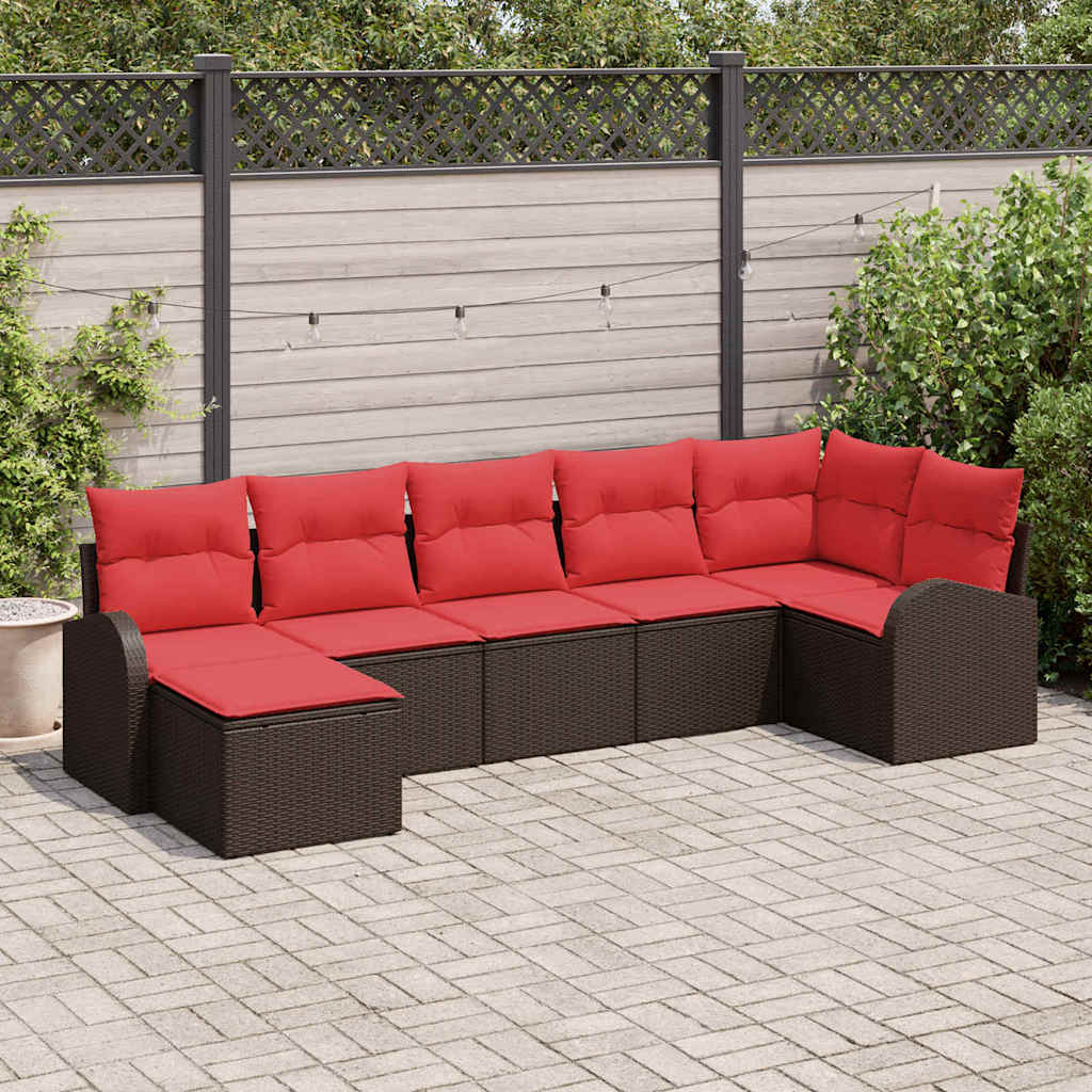 Set Divano da Giardino 7 pz Marrone
