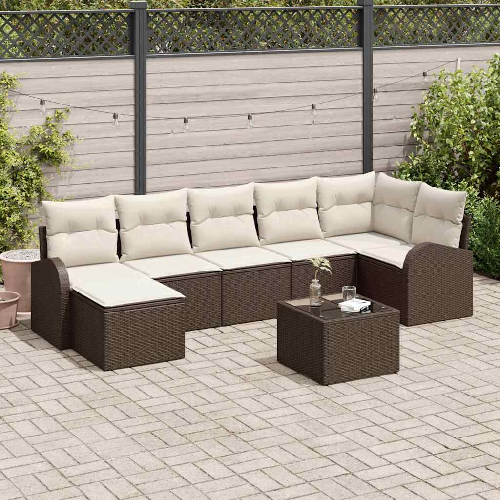Set Divano da Giardino 8 pz Marrone