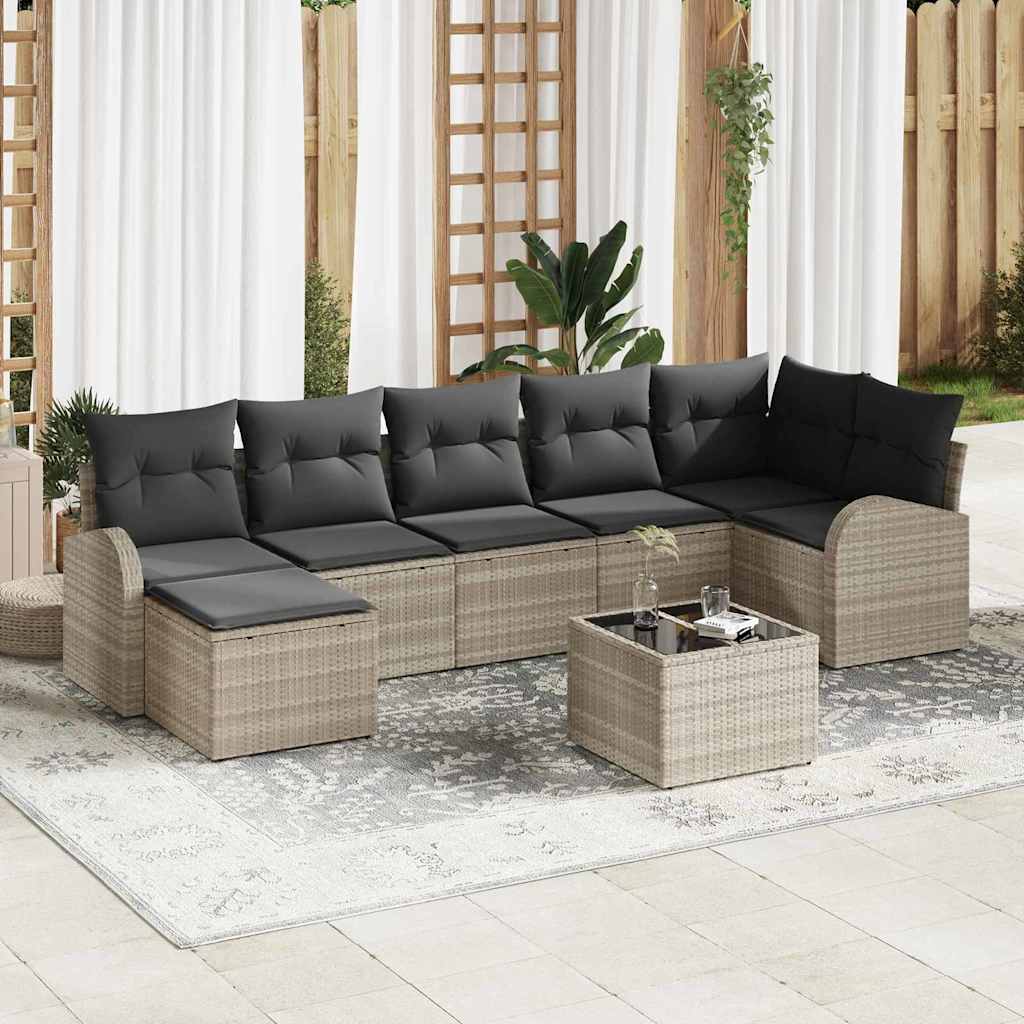 Set Divano da Giardino 8 pz Grigio chiaro