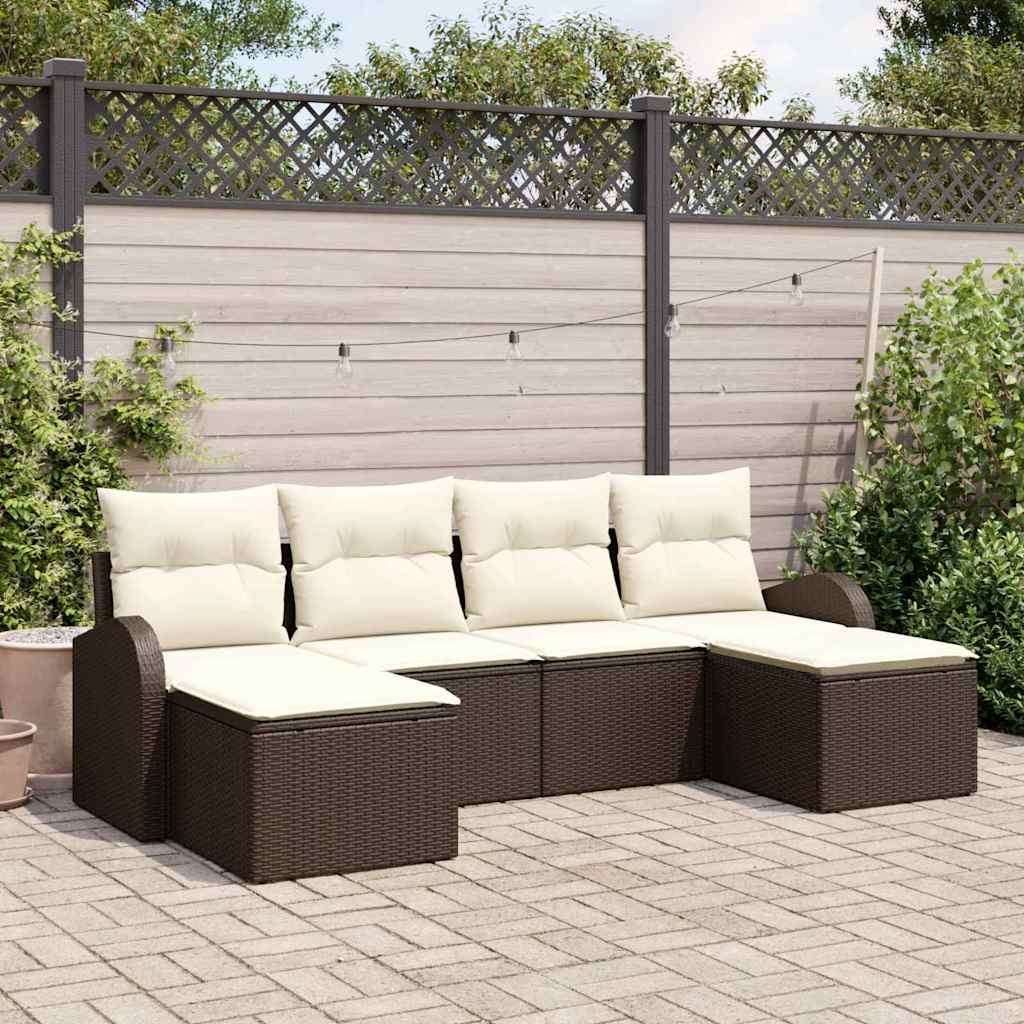 Set Divano da Giardino 6 pz Marrone