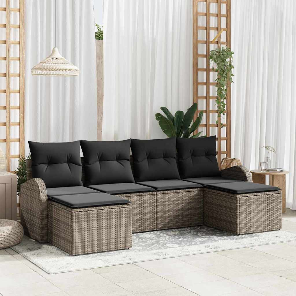 Set Divano da Giardino 6 pz Grigio