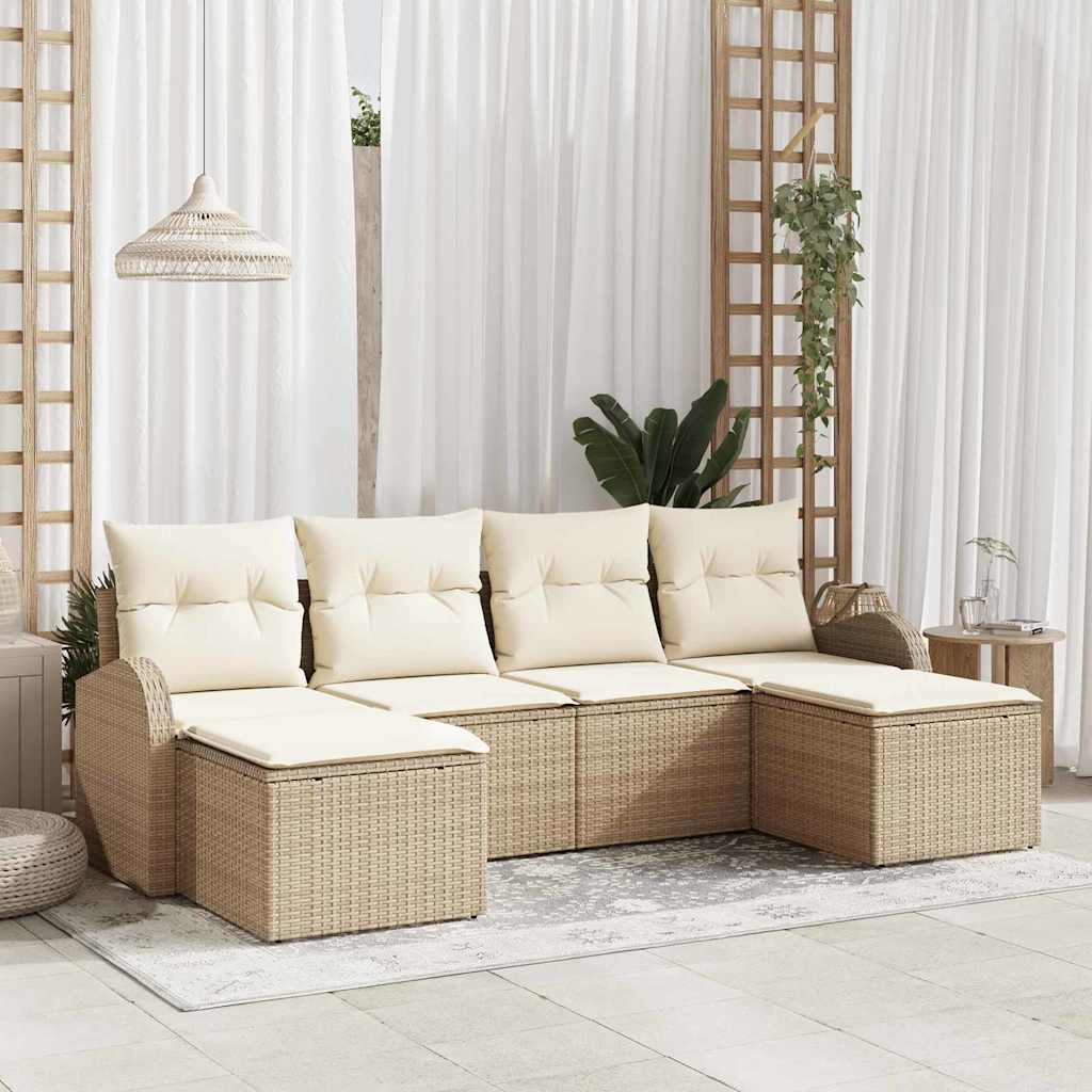 Set Divano da Giardino 6 pz Beige