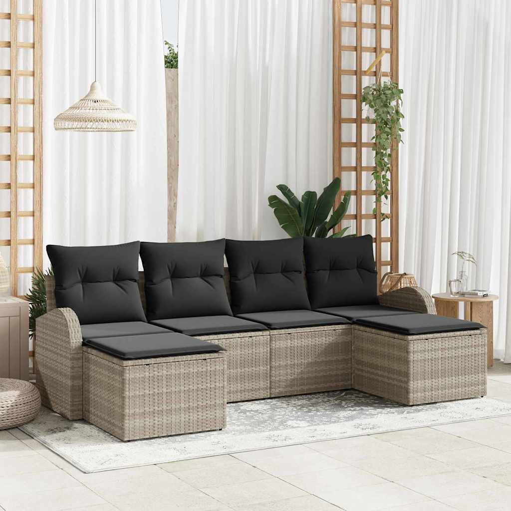 Set Divano da Giardino 6 pz Grigio chiaro