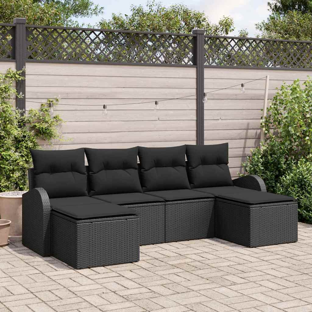 Set Divano da Giardino 6 pz Nero