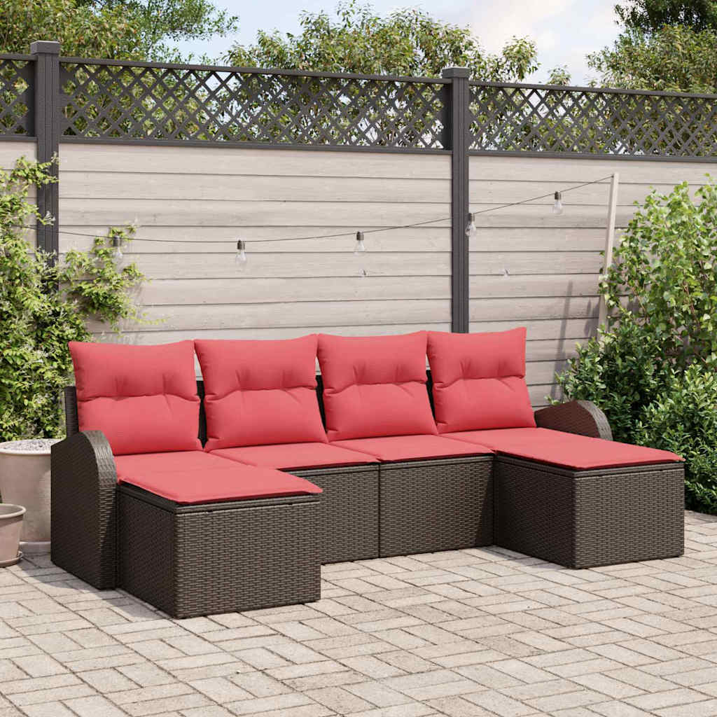 Set Divano da Giardino 6 pz Marrone