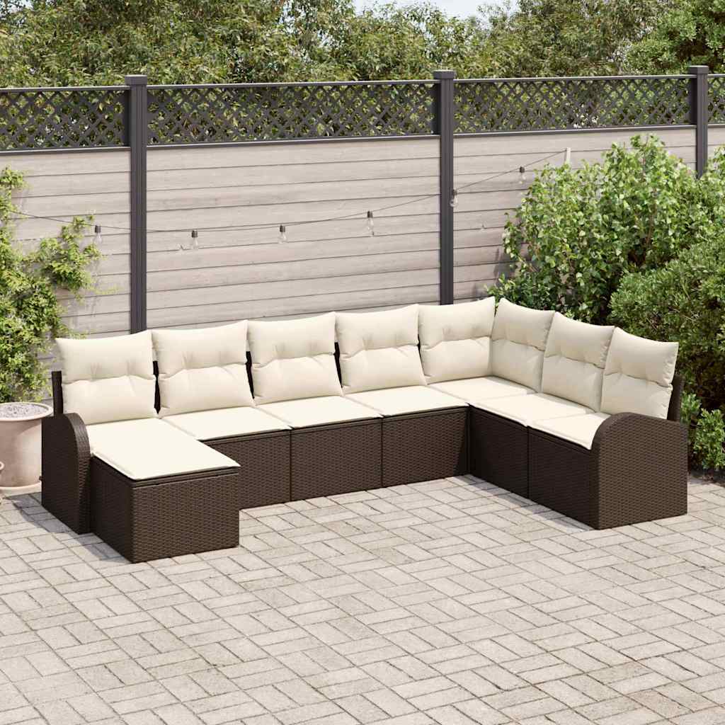 Set Divano da Giardino 8 pz Marrone