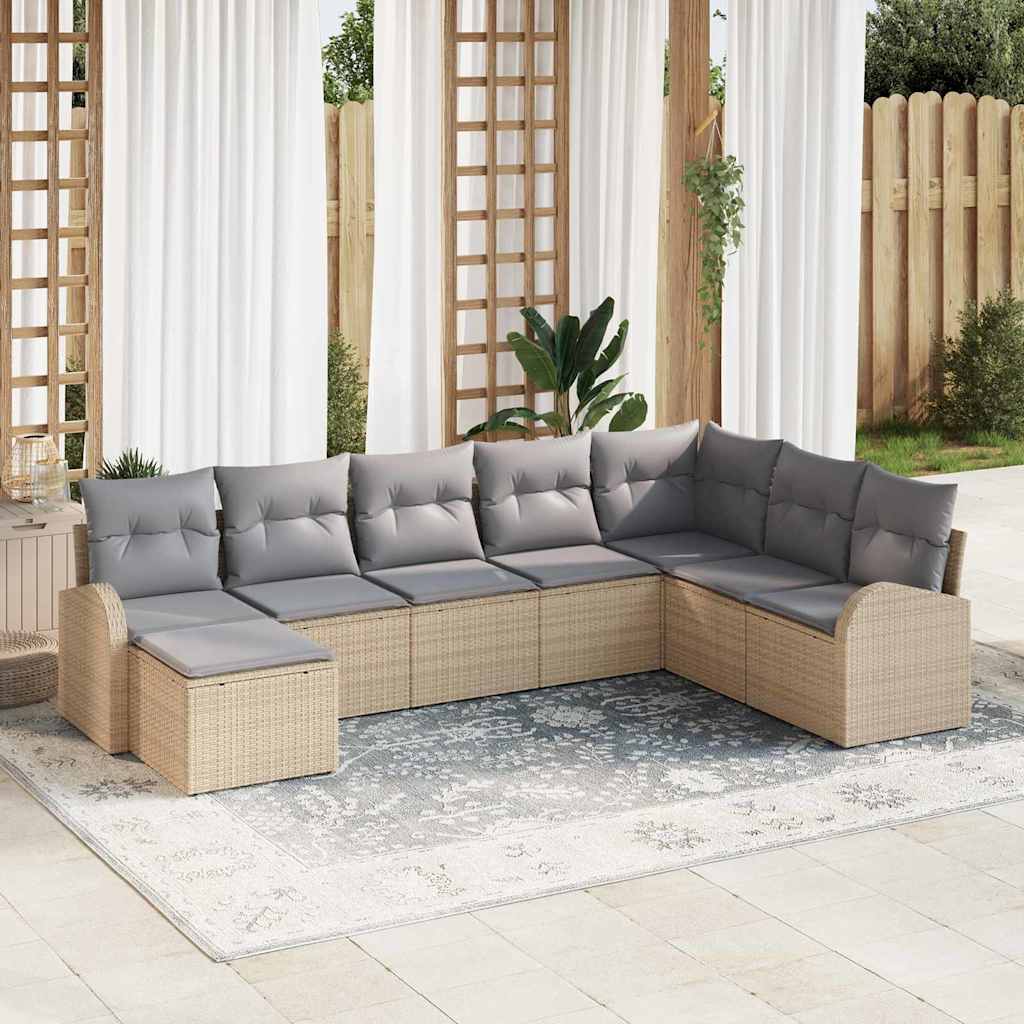 Set Divano da Giardino 8 pz Beige